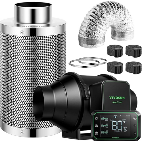 VIVOSUN AEROZESH S4 4″ FAN + CARBON FILTER + DUCTING + E42A CONTROLLER KIT